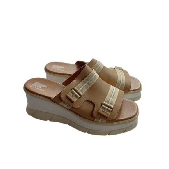 Sorel Womens Joanie II Platform Slide Sandals Beige White US 11 - Picture 1 of 6